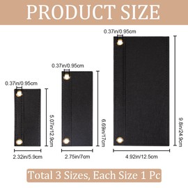 CREATCABIN 3Pcs Black Purse Felt Insert Organizer 3 Sizes Wool Tote Bag Organizer with Eyelet Bag Classic Inner Pocket Storage Multipurpose Handbag for Pochette Envelope Bag Travel Bag Cosmetic Bag