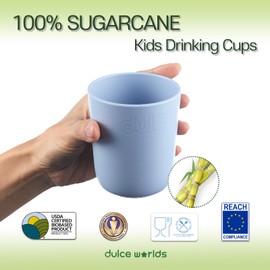 Dulce Worlds Sugarcane Toddler Cup 300 ml - Set of 5, BPA Free - USDA & LFGB Certified Kids Cup - Dishwasher Safe, Reusable, Unbreakable - Multi