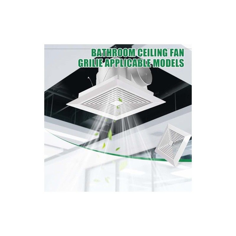 1-Piece (9"x9"Inches) Bathroom Exhaust Fan Cover with Spring, Square Ceiling