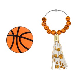 HMGES 2 Pcs Basketball Beaded Charms with Tassels for Bogg Bags – Sporty Beach Bag Accessories, Compatible with Simply Southern & Other Rubber Beach Bags