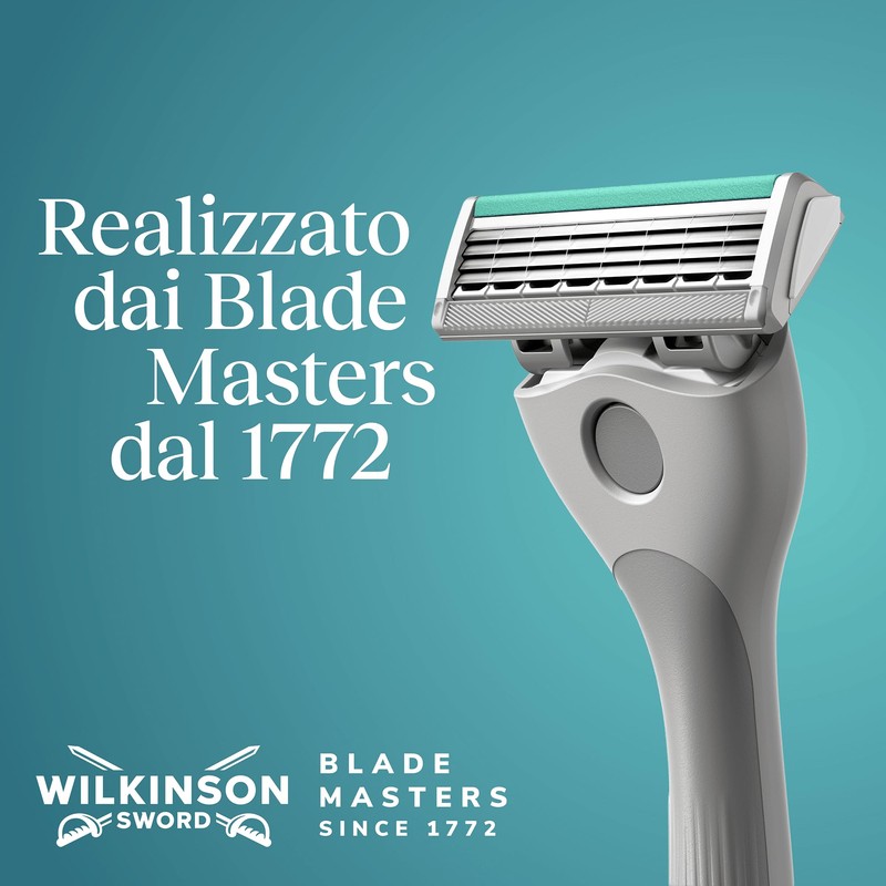 Wilkinson Sword Quattro, rasoio da uomo, formato convenienza, 4 lame