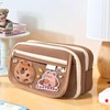 Capybara Large Capacity Pencil Case with Sticky Notes Stickers Pendants
