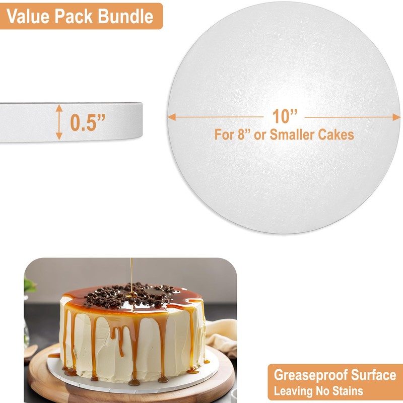BOARDS+ Cake Drums 10 Inch (12 Pack) | 1/2" Thick