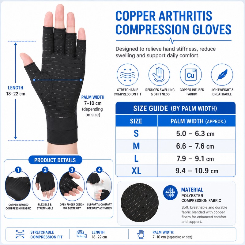 Fingerless Compression Gloves for Hand Support – Lightweight Stretch Gloves