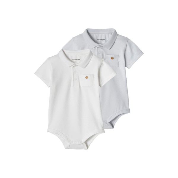 Vertbaudet VERTBAUDET2-Pack Baby Bodysuit for Newborns, Polo Collar, blue