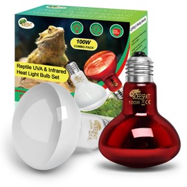 BOEESPAT 100W Daylight Basking Light Bulb & Infrared Heat Lamp Bulb for Amphibians Reptiles Bearded Dragon, Turtle, Lizard, Snakes, Geckos, ...