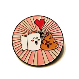 Metal Lapel Pin - Best Friend Poop Poop and Toilet Paper in Love Funny Logo