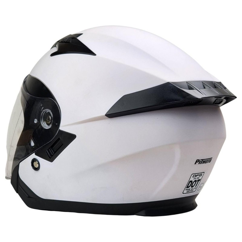 PITMOTO Open-Face Motorcycle Helmet. DOT, Model PM-768. -Matte White-X-Large