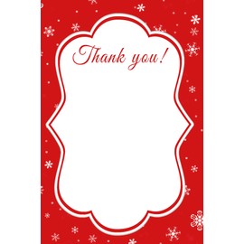 30 Winter Snowflake Red Blank Thank You Cards Bridal Wedding Shower Birthday Party Baby Girl Shower + 30 White Envelopes