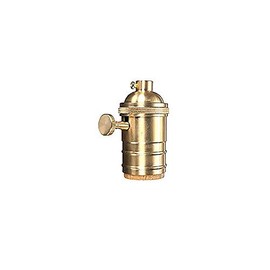 emark Vintage Light Socket - E26/E27 Solid Brass Industrial Light Socket - Edison Pendant Lamp in Chrome with On/Off Knob (Satin Brass 1 Pack)
