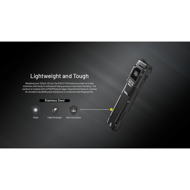 Nitecore EDC27 UHi Flat EDC Flashlight, 3100 Lumen, USB-C Rechargeable,