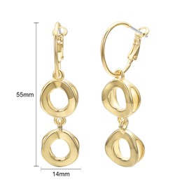 Vissen Huggie Double Hoop 18k Gold Earrings Hanging Women's Gold-Plated Geometric Pull Through Hoop Earrings Hypoallergenic Fashion Jewellery, Gold-plated