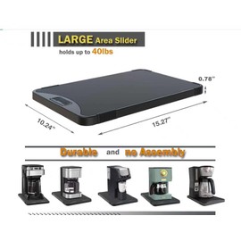 ARGOMAX Appliance Rolling Tray, Coffee Maker Slider, coffee pull out tray, sliding coffee maker tray, Suitable for coffee machines, air fryers and other appliances (10.3'' W × 15.3''D)