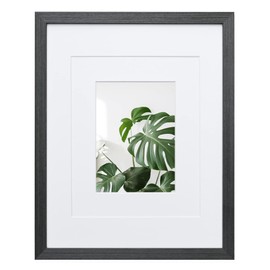 Egofine 11x14 Picture Frame Made of Solid Wood with Plexiglass, Display Pictures 5x7/8x10 with Mat or 11x14 Without Mat for Tabletop and Wall Mounting, Rustic Black