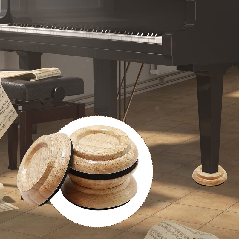 4pcs Hardwood Upright Piano Caster Cups Set of Oak Furniture
