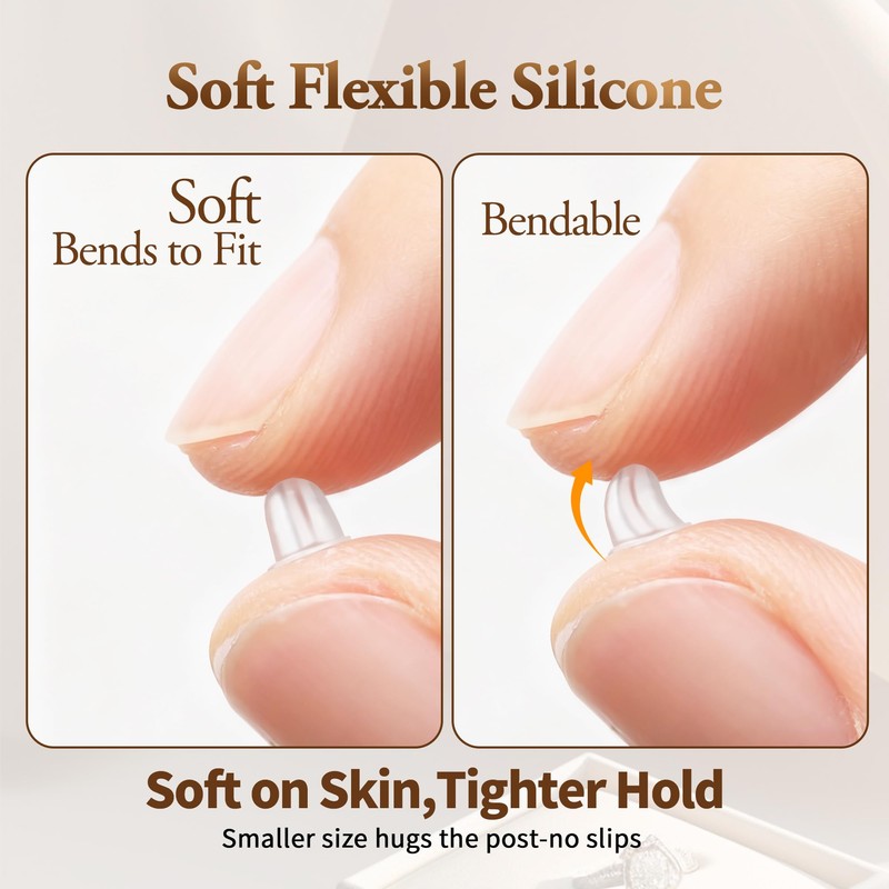 Bofoho 1400PCS Small Silicone Earring Backs – 3.8mm Soft &