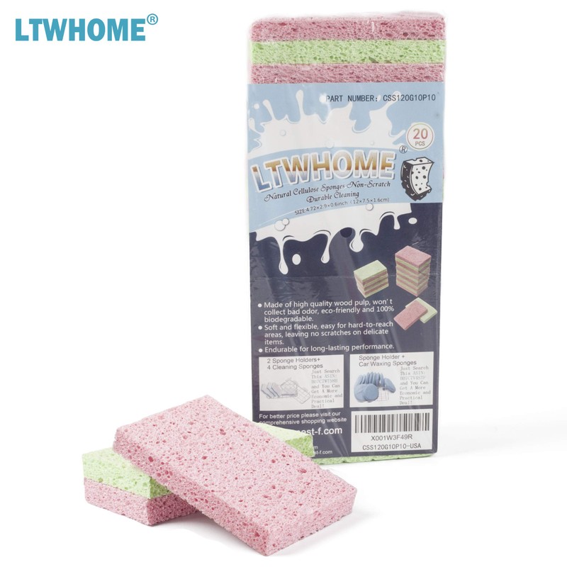 LTWHOME Natural Cellulose Sponges Scratch-Resistant Durable Cleaning Sponges Item Number