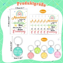 HOWAF 6 Inspirierende Schlüsselanhänger auf Deutsch, mit Motivationskarten, Motivations Schlüsselanhänger mit Positiven Sprüchen, Mutmacher Geschenk Kleine Geschenke für Kollegen Jugendliche Kinder