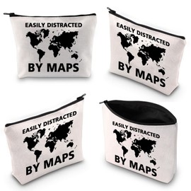 World Travel Map Cosmetic Makeup Bag Adventure Lover Gifts World Travel Gifts for Women World Map Zipper Pouch (by MAP 1UK)