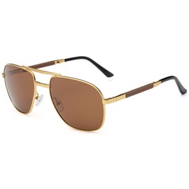 Kyiduo Classic Polarized Folding Compact Pocket Sunglasses With Care (Gold,Brown)