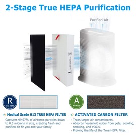 Flintar HPA300 Replacement Filter, Compatible with Honeywell Air Purifier HPA300 Series, (3) H13 True HEPA Filter R + (4) Activated Carbon Fil-ter A