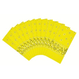 Vamqor 12pcs Bandana for women and men 100% Cotton Custom Fashion Paisley Design Multifunctional Outdoor Square Handkerchief (Yellow)