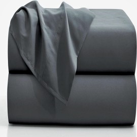 Flat Sheets 2 Pack - Hotel Quality Flat Bed Sheets - Brushed Microfiber - Ultra Soft & Breathable - Wrinkle-Free - Easy Care - Flat Sheets Only (Dark Gray, Twin-2Pack)