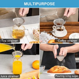 Kafoor Fine Mesh Strainer - 3.3 Inch Conical Sieve - Tea Strainers for Loose Tea, Coffee Strainer, Food Strainer, Juice Strainer, and Much More!