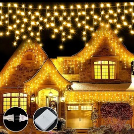 INGEQUIS 10M 300LED Luces de Cascada con 8 Modos de Iluminación, Guirnalda de Luces Navideñas Impermeables para Exterior y Interior, Decoración de Fiestas Navidad Año Nuevo para Aleros (Cálido Blanco)