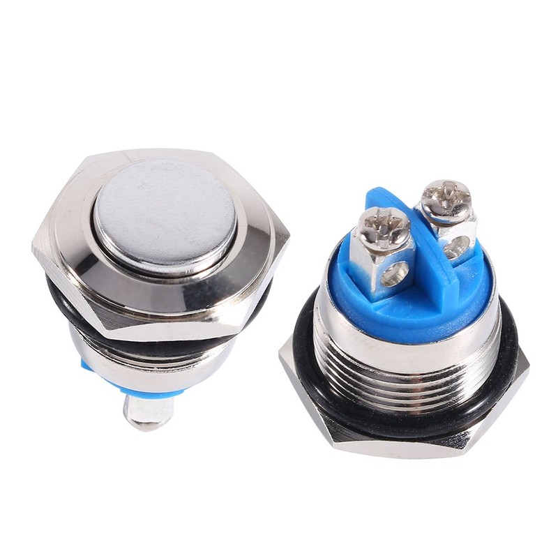 Momentary Push Button Start Switch, 16mm 12V Waterproof Metal Button