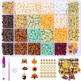 3206Pcs Brown Heishi Beads Jewelry Making Kit,Fall Clay Beads with Silver Spacers,for DIY Boho Bracelets,Used for Jewelry Making,Birthday Gifts and Friendship Bracelets (Warm Neutral Tones)
