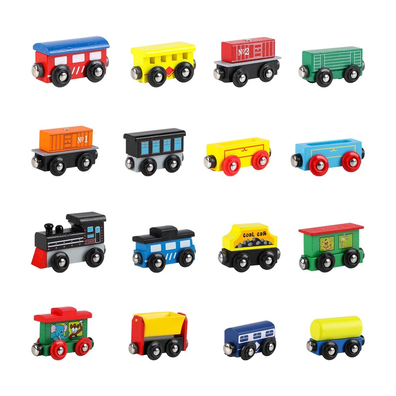 KABENFIS 16 PCS Wooden Train Set Magnetic Train Set for