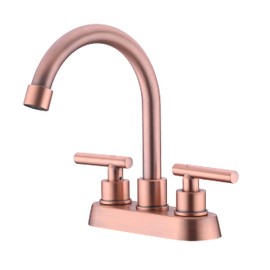 Rzoeox Bathroom Faucet Rose Gold, 2 Handle Bathroom Sink Faucet, 2 or 3 Hole 4 Inch Centerset Lead-Free Modern Commercial RV Bathroom Vanity Sink Faucet (Red Copper)