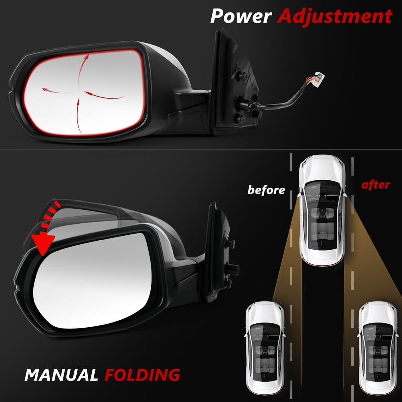 Left Driver Side Door Mirror Assembly Replace for 2017-2022 Honda
