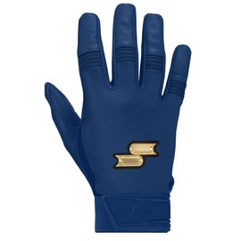SSK Showcase Adult Baseball Batting Gloves - Durable Full Cabretta Leather Glove - 8 Colors (Navy, Large)