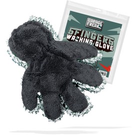 Car Wash Mitt - 5 Fingers Washing Glove for Comfortable and Precise Handling - Wash Mitt for Gentle Car Wash - Colour: Dark Green / White