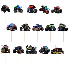 Monster Trucks Birthday Cupcake & Party Food Topper Decoration Picks 15 Pack