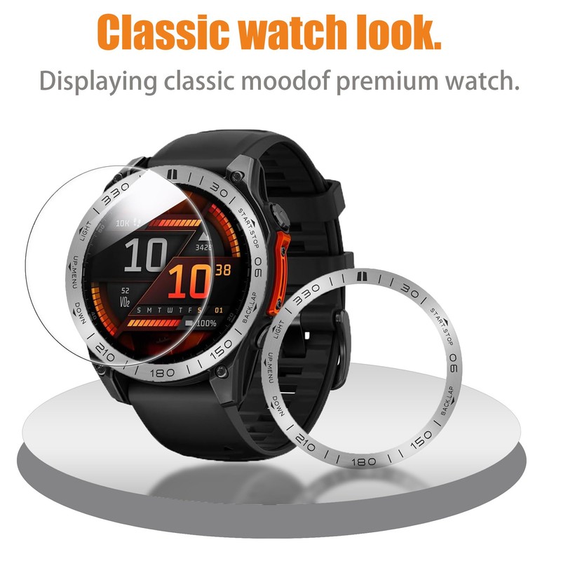 Lamshaw for Garmin Fenix 8 Bezel Ring, Reinforced Metal Frame