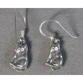 Unbranded Vintage Sterling Silver 3-D Kitty Cat Kitten Earrings Pierced Wire  #J1237