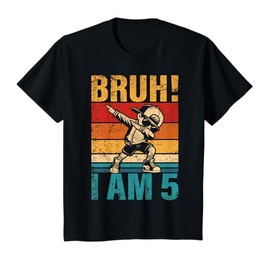 Kids 5 Year Old Birthday Dabbing Boy Bruh It's My 5th Birthday T-Shirt