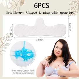 FNSIGHD 6 Pcs White Bra Liners for Sweat, Comfortable and Reusable Cotton Bra Liners, Washable Under Breast Sweat Pads for All Days Freshness, for Sweating Women and Men, Sports Daily Wear