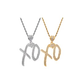 DivaGlamz Unise High Hip Hop XO Letter Pendant Necklace for Women Men, Fashion Creative Cubic Zirconia Exaggerated Hip Hop Rock Gift Jewelry, Large, Alloy Steel, No Gemstone