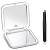Geetery Travel Compact Magnifying Mirror with Tweezers, 1X/15X Magnification 3.35''