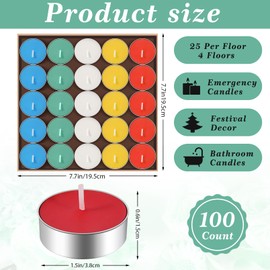 Enjamyo 100Pcs Tealight Candles,Unscented Colored Tealight Candles,4 Hour Burn Time,Assorted Colors Tea Lights,Smokeless Tealights for Wedding, Home, Romantic Dinner, Anniversaries (5 Colors)