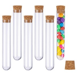 Girls'love talk Pack of 20 Test Tubes, Plastic Transparent Test Tubes Test Tube with Corks for Weddings, Flowers, Bath Salt Candies, Laboratory Table, Main Decoration, 18 x 105 mm (18 ml)