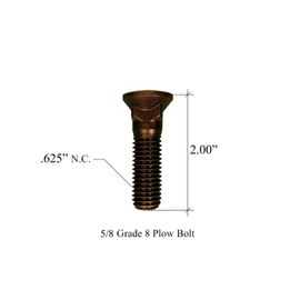 19 - Plow Bolt & Nut for Blades/Cutting Edge, 5/8-11x 2 - Grade 8, Dome Head
