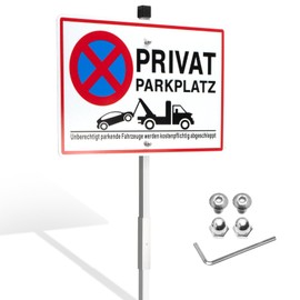 Luxoraiova Private Parking Sign, Aluminium Parking Sign, 30 × 20 cm, Private Parking Sign, UV-Resistant, Waterproof, Rustproof, with Drill Holes
