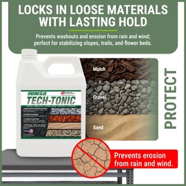 Ground Glue Tech-Tonic Landscape Adhesive for Rock, Mulch, and Sand, Weatherproof Long-Lasting Stabilizer for Trails & Slopes, Pet-Safe Binder for Pea Gravel, Bark & Flower Beds, 32 Fl. Oz.