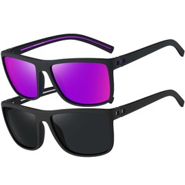 Perfectmiaoxuan Sunglasses Mens Womens Polarised Lens UV400 Protection Lightweight Square Frame Vintage Style Sun glasses For Fishing Driving Hiking