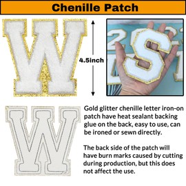 3Pcs Chenille Number Patches Gold Glitter Iron on Patches Varsity Letter Patches Chenille Embroidered Patches Sew On Patches for Clothing Hat Bags Jackets Shirt (Gold, 8)